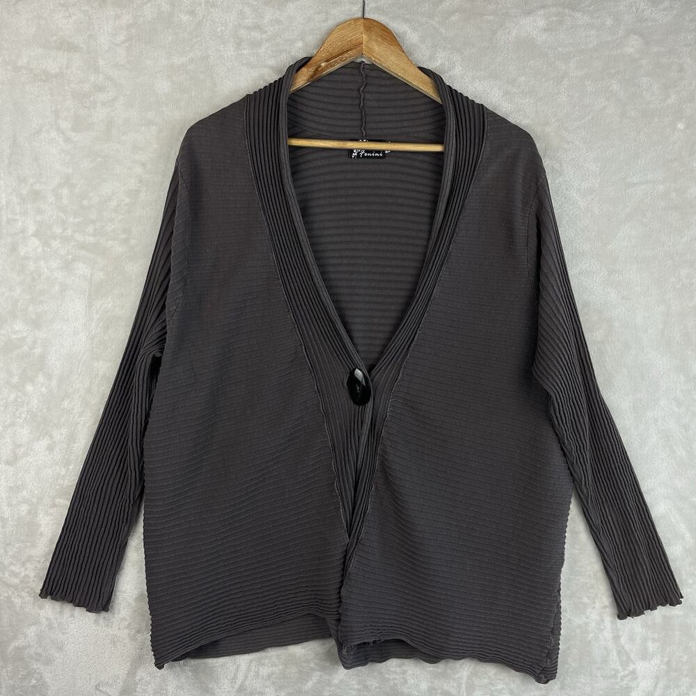 Fenini USA Made Ribbed Cardigan Women's OS Fits L Poetcore Academia Lagenlook